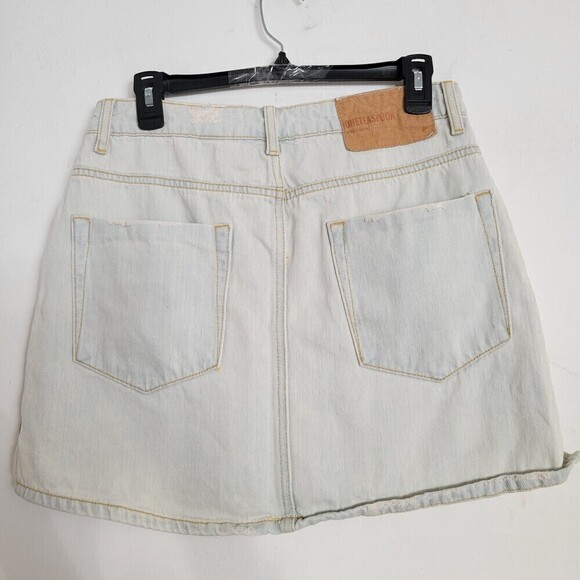 NEW One Teaspoon Brando 2020 Mini Distressed Light Wash Denim Button Fly Skirt - Picture 6 of 15